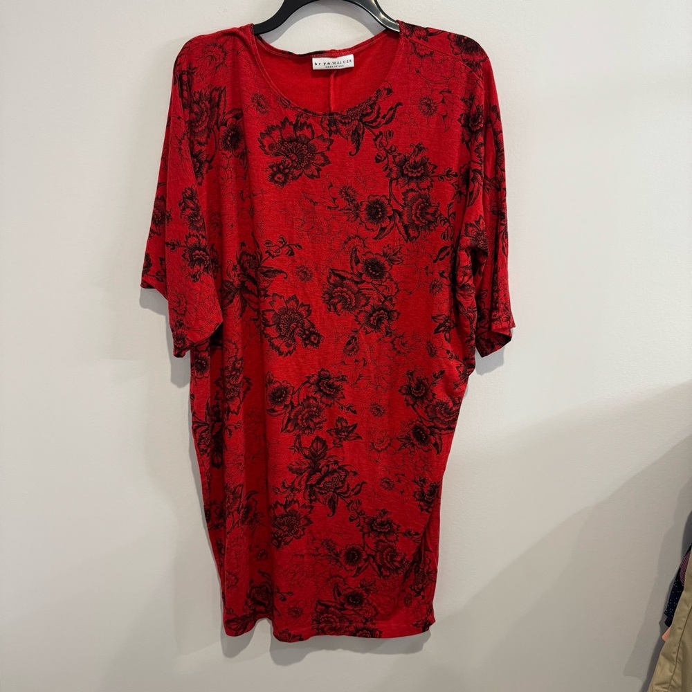 Bryn Walker Wilder Flori Print Viscose Jersey Boat Neck Elbow Dolman dress